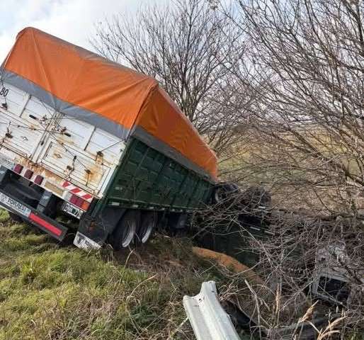 Camión se despista en la Ruta 5, evitando chocar con ciclista